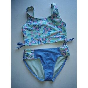 Cat & Jack girls blue‎ butterfly swimsuit size 10/12